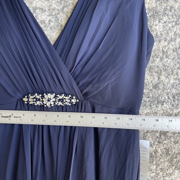 Eliza J Navy Blue Embellished High/Low Chiffon Dress Size 10 $188 - Picture 5 of 14